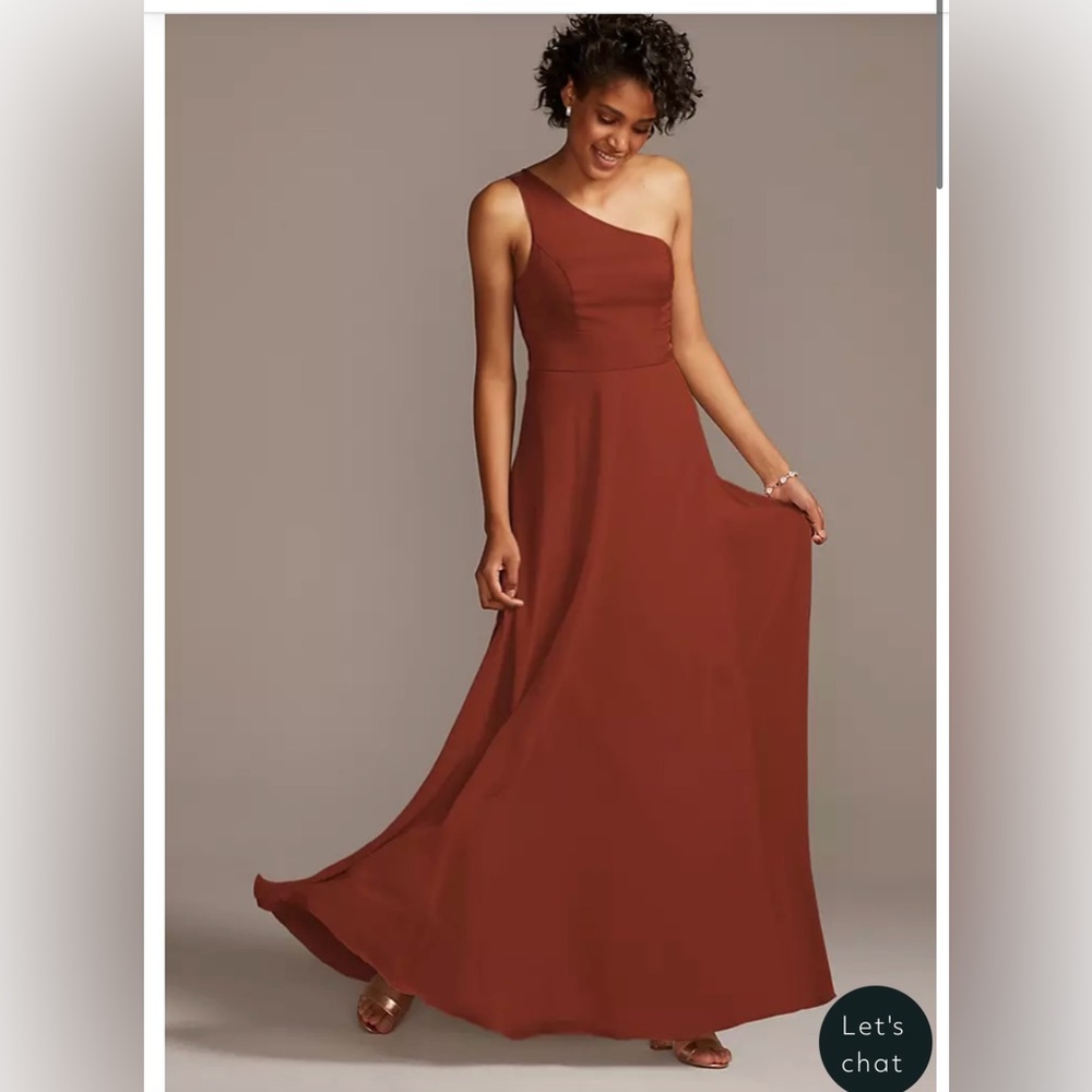 Bridesmaid dress: Davids Bridal color: cinnamon size: 6 floor length satin dress